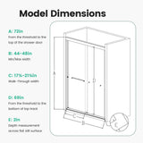 Bathroom Glass Shower Door, 1/4" (6MM) Thick Clear