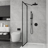 Shower Door Transparent Glass Framed Shower Screen Walk-in Black Finish