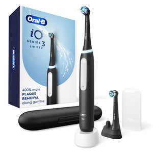 Deep Clean Rechargeable Electric Powered Toothbrush, Black with iO Series 3 Limited, 2 Brush Heads