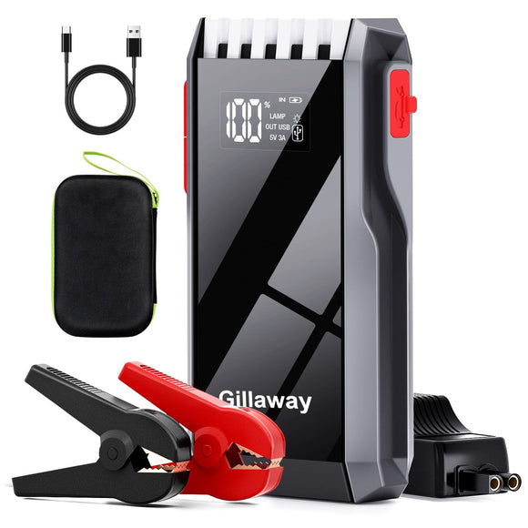 Gillaway 012 Jump Starter Battery Pack, 4000A Peak with Full LCD Screen & LED Light & USB