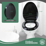 Toilet Seat Elongated - Close Lid, Grip-Tight Bumpers with Adjustable Mounting Hardware