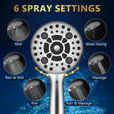 Modes High Pressure Handheld Showerhead Set Upgraded 5 Inches Shower Head with Handheld Spray