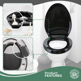 Toilet Seat Elongated - Close Lid, Grip-Tight Bumpers with Adjustable Mounting Hardware