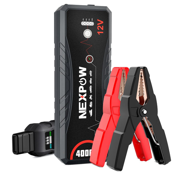 NEXPOW Car Jump Starter, Car Battery Jump Starter 4000A Peak  with LED Light/USB QC3.0