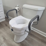 Raised Toilet Seat With Handles, 5" Toilet Seat Riser with Arms, Handicap Raised Toilet Seat