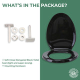 Toilet Seat Elongated - Close Lid, Grip-Tight Bumpers with Adjustable Mounting Hardware