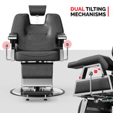 Barber Chair with 2 Hand Levers, Reclining Salon