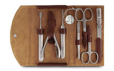 Manicure Set, 7-Piece, Stainless Steel, Nickel-Free, Genuine Brown