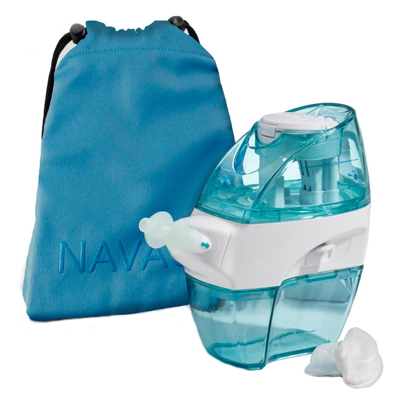 Saline Nasal Rinse Kit with 1 Navage Nose Cleaner, 20 Salt Pods and Sky Blue