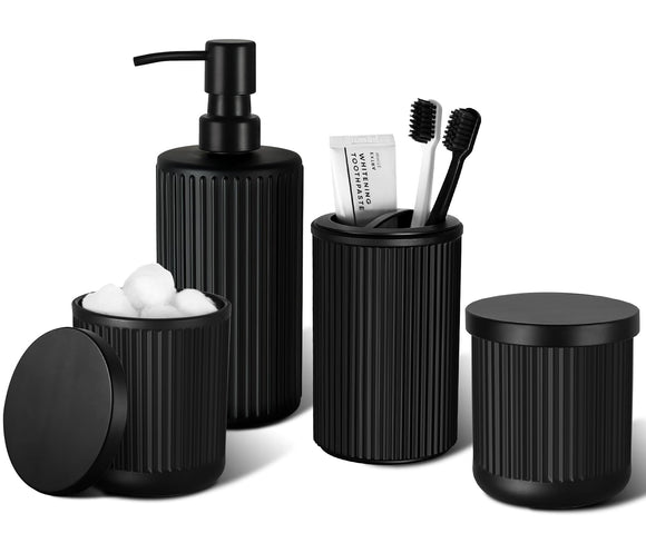 Accessory Set, Soap Dispenser, Toothbrush Holder, Qtip Holder