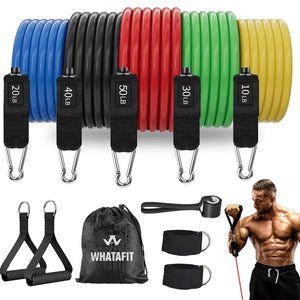 WHATAFIT Resistance Bands, Exercise Bands，Resistance Bands for Working Out, Work Out Bands with Handles for Men and Women Fitness, Strength Training Home Gym Equipment WHATAFIT