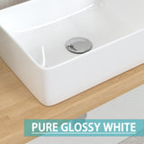 Bathroom Small Vessel Sink Above Counter White Porcelain Ceramic Sink