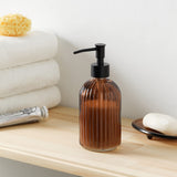 Decent Glass Bathroom Accessories Set with Decorative Pressed