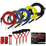 Resistance Bands, 15 Pieces Exercise Elastic Bands Set, 20lbs to 40lbs Resistance Tubes with Heavy Duty Protective Nylon Sleeves Anti-Snap for Fitness SUPALAK SUPALAK