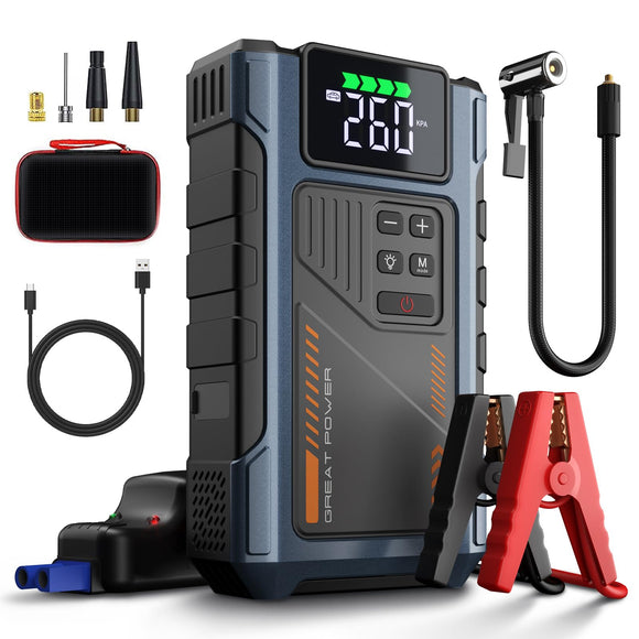 Car Battery Charger Jump Starter with Air Compressor