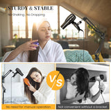 Hair Dryer Stand - Adjustable Height, 360° Rotating with Heavy Base for Hands