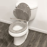 Distressed Grey Wood Round Toilet Seat 12015