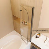 Shower Door, 34" W x 58" H Frameless Folding Pivot Bathtub