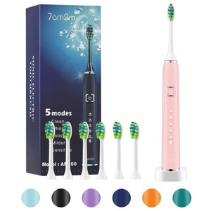 Electric Toothbrush with 6 Brush Heads for Adults and Kids, One Charge for 90 Days, Wireless