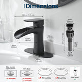 Waterfall Bathroom Faucet, Matte Black Modern Single Handle Bathroom Faucets