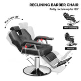 Barber Chair with 2 Hand Levers, Reclining Salon