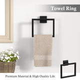 Matte Black Bathroom Accessories Set, 23.6 Inch Bath Towel Bar Set,