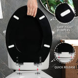 Toilet Seat with Zinc Alloy Hinges Quiet-Close Quick-Release Wood