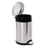 1.2 Gallon Round Bathroom Step Trash Can, Brushed Stainless Steel