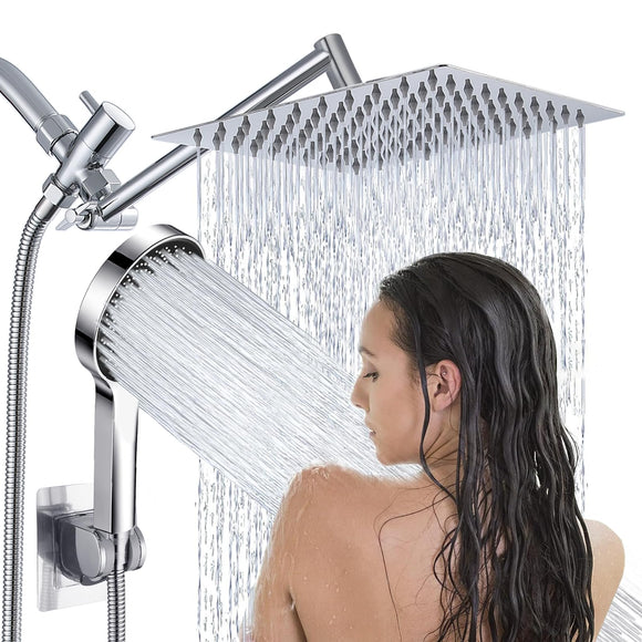 Shower Head,8”Rain Shower Head with Handheld Spray Combo with 11'' Angle