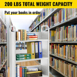 Book Cart, 200LBS Library Cart, 49.2''x29.5''x13.8'' Rolling Book Cart, Single Sided L-Shaped Flat Shelves with Lockable Wheels BestEquip