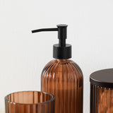 Decent Glass Bathroom Accessories Set with Decorative Pressed