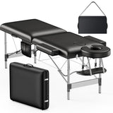 Massage Table Portable, 2-Fold Lash Bed with Side Pocket