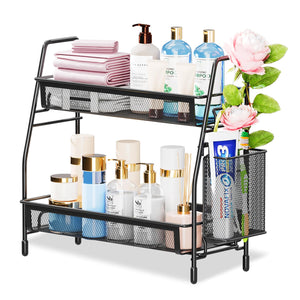 Bathroom Counter Organizer, Bathroom Organizer Countertop with Side Basket