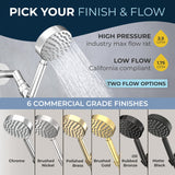 ALL METAL Handheld Shower Head with Hose and Brass Holder - BRUSHED NICKEL