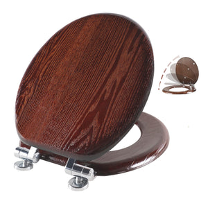 Toilet Seat Round Wood with Slow Close,Easy