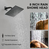 Shower Faucet Set 8 Inch Square Rainfall Shower Head