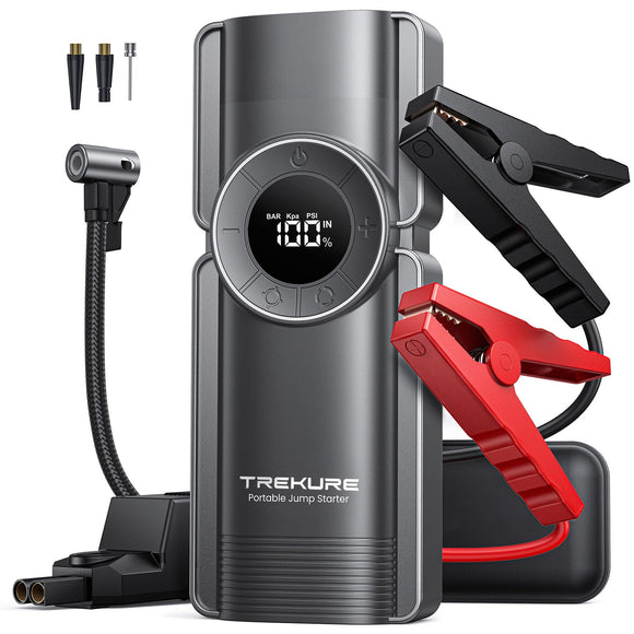 Portable Car Jump Starter with Air Compressor, TREKURE 150PSI 3000A Car Battery