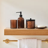 Decent Glass Bathroom Accessories Set with Decorative Pressed