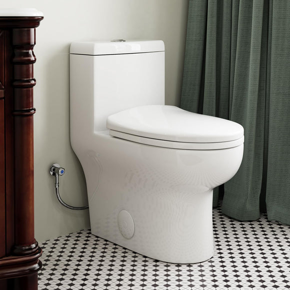 Toilet with Soft Close Seat, High-Efficiency Supply, Standard Bathroom