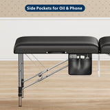 Massage Table Portable, 2-Fold Lash Bed with Side Pocket