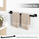 Matte Black Bathroom Accessories Set, 23.6 Inch Bath Towel Bar Set,