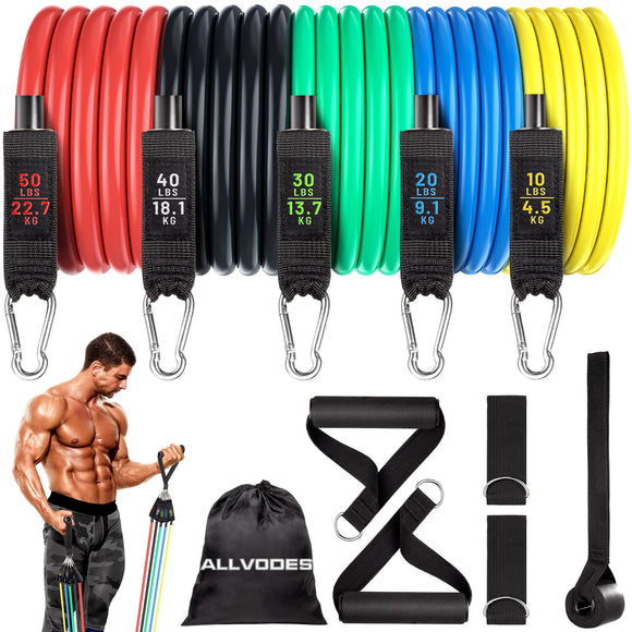 Resistance Band Set for Men and Women, Workout/Exercise Bands with Door Anchor, Handles AllvodesBands