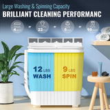 Portable Mini Washing Machine Washer with Twin Tub, Dryer Wash