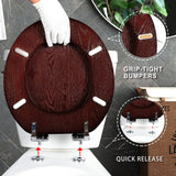 Toilet Seat Round Wood with Slow Close,Easy