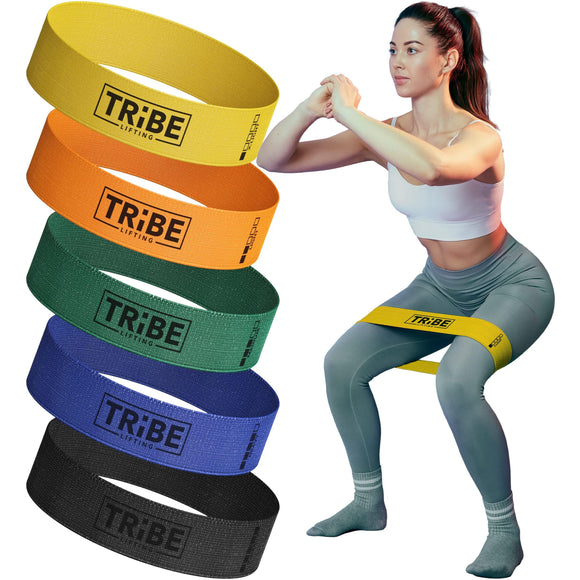 Fabric Resistance Bands for Working Out - Booty Bands for Women and Men - Exercise Bands Resistance Bands Set - Workout Bands Resistance Bands for Legs - Fitness Bands (Multicolor) Tribe Lifting