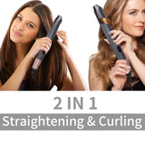 2 in 1 Pro Gold Titanium Flat Iron Twist Hair Curler & Straightener Irons