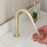 Brush Gold Bathroom Automatic Infrared Sink Faucets Hands Touchless Free