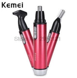 by dhl or ems 100pcs Kemei 3 in 1 Battery Nose and Ear Hair Trimmer