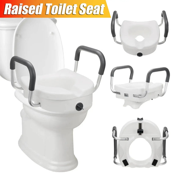 Removable Raised Toilet Seat With Arms Handles Padded Disability Aid Elder Pregnant Toilet