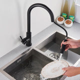 Black Kitchen Faucet Two Function Single Handle Pull Out Mixer Hot